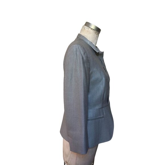 MaxMara Wool Silk Peplum Jacket Silver Gray Size 8 SMALL - Picture 6 of 11